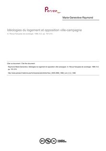Idéologies du logement et opposition ville-campagne - article ; n°2 ; vol.9, pg 191-210
