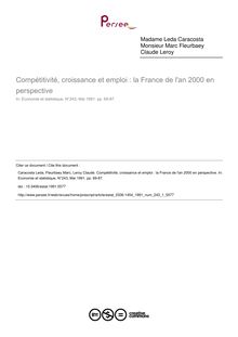 Compétitivité, croissance et emploi : la France de l an 2000 en perspective - article ; n°1 ; vol.243, pg 69-87
