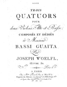 Partition violoncelle, 3 corde quatuors, Woelfl, Joseph