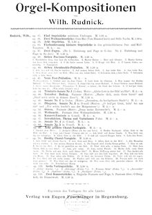 Partition complète, orgue Sonata No.5 en D minor, D minor, Rudnick, Wilhelm