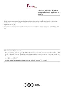 Recherches sur la période orientalisante en Étrurie et dans le Midi ibérique - article ; n°2 ; vol.139, pg 569-604
