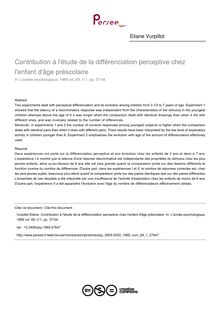 Contribution à l étude de la différenciation perceptive chez l enfant d âge préscolaire - article ; n°1 ; vol.69, pg 37-54