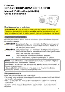 Notice Projecteur Hitachi  CP-X3010EF