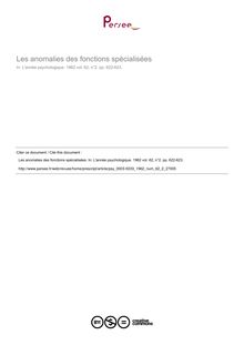 Les anomalies des fonctions spécialisées - compte-rendu ; n°2 ; vol.62, pg 622-623