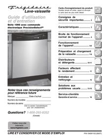 Notice Lave-vaisselle Frigidaire  FDB1050REM3