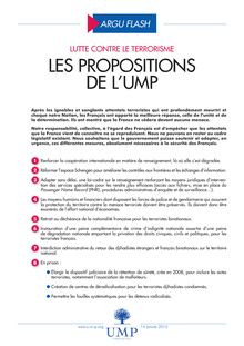 Lutte contre le terrorisme : les propositions de l UMP