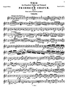 Partition de violon, Piano Trio, G minor, Chopin, Frédéric