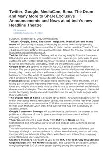 Twitter, Google, MediaCom, Bima, The Drum and Many More to Share Exclusive Announcements and News at ad:tech’s new Headline Theatre