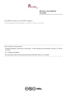 Conflits locaux et conflit majeur  - article ; n°6 ; vol.19, pg 1218-1222