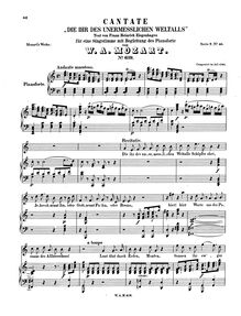 Partition complète, Die ihr des unermeßlichen Weltalls, Eine kleine deutsche Kantate ; Little German Cantata par Wolfgang Amadeus Mozart