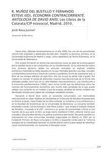 R. Muñoz del Bustillo y Fernando Esteve (Ed), Economía contracorriente. Antología de David Anisi, Los libros de la Catarata/CIP ecosocial, Madrid, 2010