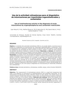 Uso de la actividad colinesterasa para el diagnóstico de intoxicaciones por insecticidas organofosforados y carbamatos