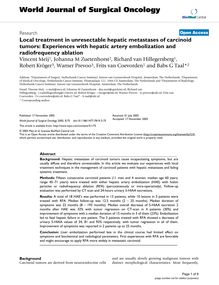 Local treatment in unresectable hepatic metastases of carcinoid tumors: Experiences with hepatic artery embolization and radiofrequency ablation