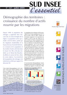 Démographie des territoires : croissance du nombre d actifs nourrie par les migrations