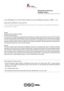 Les Bulgares musulmans dans la vie politique après 1989 : un groupe politique anonyme - article ; n°4 ; vol.38, pg 29-48