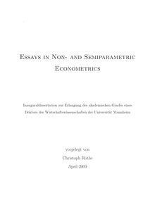 Essays in non- and semiparametric econometrics [Elektronische Ressource] / vorgelegt von Christoph Rothe