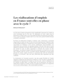 Les réallocations d emplois en France sont-elles en phase avec le cycle ?