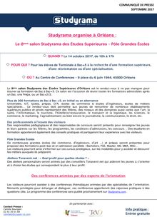 Studyrama organise le 8ème salon des Études Supérieures à Orléans le 14 octobre