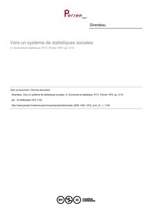 Vers un système de statistiques sociales - article ; n°1 ; vol.31, pg 3-10