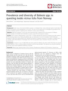 Prevalence and diversity of Babesia spp. in questing Ixodes ricinus ticks from Norway