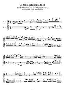 Partition complète, 15 Inventions, Bach, Johann Sebastian
