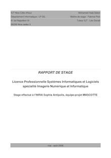 RAPPORT DE STAGE: Licence Professionnelle Systèmes Informatiques et Logiciels, spécialité Imagerie Numérique et Informatique