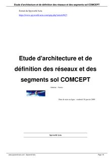 Etude d architecture et de définition des réseaux et des segments sol  COMCEPT