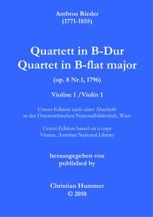 Partition violon 1, corde quatuor en B-flat major, B flat major