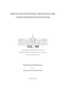 Molecular functional analysis of the tumor suppressor gene PDCD4 [Elektronische Ressource] / vorgelegt von Rajeshwari Marikkannu