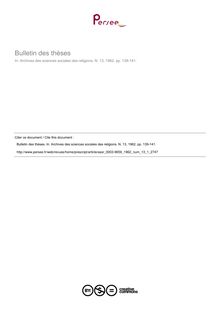 Bulletin des thèses  ; n°1 ; vol.13, pg 139-141