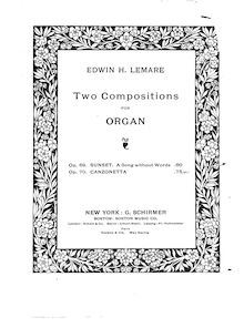 Partition orgue score, Canzonetta, Op.70, Lemare, Edwin Henry