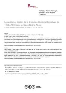 Le gaullisme, fraction de la droite (les élections législatives de 1958 à 1978 dans la région Rhône-Alpes) - article ; n°6 ; vol.28, pg 1039-1054