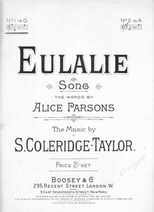 Partition complète, Eulalie, Coleridge-Taylor, Samuel