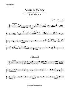 Partition enregistrement  3, 6 Trio sonates, Sonates en trio pour trois flûtes traversières sans basse
