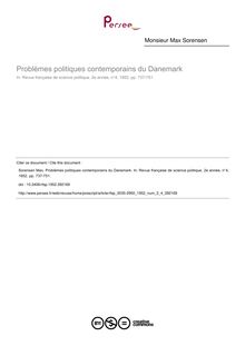 Problèmes politiques contemporains du Danemark - article ; n°4 ; vol.2, pg 737-751