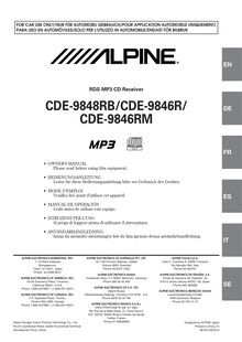 Notice Système de voiture Audio Alpine  CDE-9846R