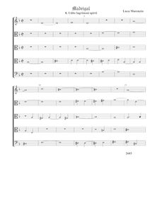 Partition , Udite lagrimosi spirtiComplete score - original key (Tr T T T B), madrigaux pour 5 voix