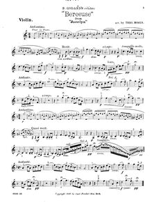 Partition de violon, Jocelyn, Op.100, Godard, Benjamin