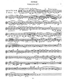 Partition violon 2, corde quatuor, D minor, Rietz, Julius
