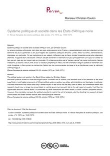 Système politique et société dans les États d Afrique noire - article ; n°5 ; vol.22, pg 1049-1073