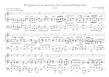 Partition Version 3: Canto fermo en soprano à 2 Claviere è Pedale doppio, Wir glauben all  an einen Gott