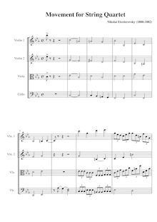 Partition Incomplete score, Movément pour corde quatuor, C minor