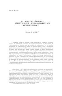 La langue en héritage : réflexions sur l’uniformisation des droits en Europe - article ; n°4 ; vol.58, pg 1231-1247