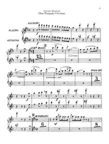 Partition flûte / Piccolo, Don Pasquale, Dramma buffo in tre atti