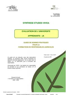 Synthese étude VIVEA evaluation université apprenante - Guide Bonnes pratiques