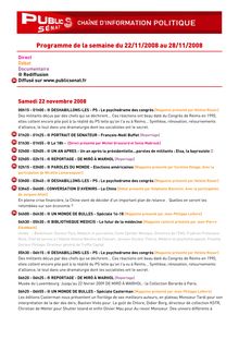 Bulletin de programmes du 22/11/2008 au 28/11/2008