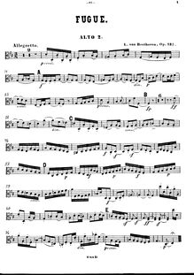 Partition viole de gambe 2, Fugue pour corde quintette, D major par Ludwig van Beethoven