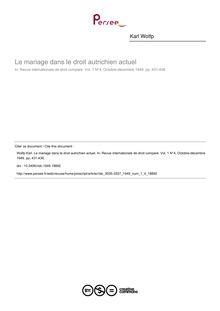 Le mariage dans le droit autrichien actuel - article ; n°4 ; vol.1, pg 431-436