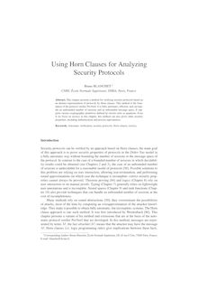 Using Horn Clauses for Analyzing Security Protocols
