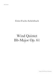 Partition complète, quintette en B-flat Major, Op.61, B♭ major, Fuchs-Schönbach, Ernst
